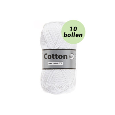 Lammy Cotton 8/4 wit 005 katoen garen - 10 bollen