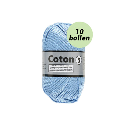 Coton 5 licht blauw 011 katoen garen - 10 bollen