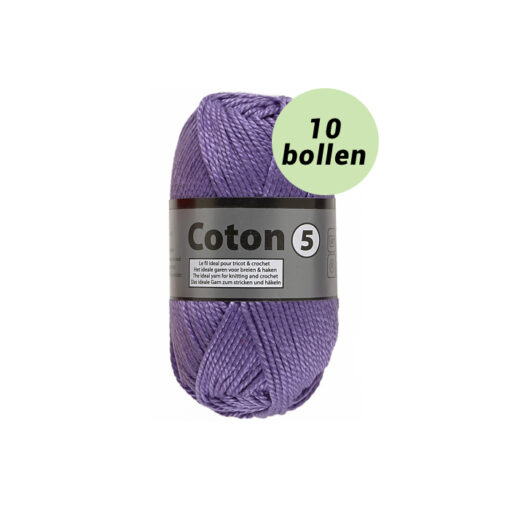 Coton 5 paars 064 katoen garen - 10 bollen