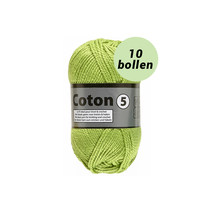 Coton 5 licht groen katoen garen 10 bollen - haakkatoen