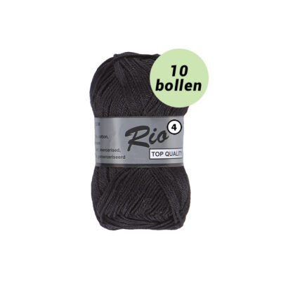 Rio 4 zwart 001 katoen garen - 10 bollen