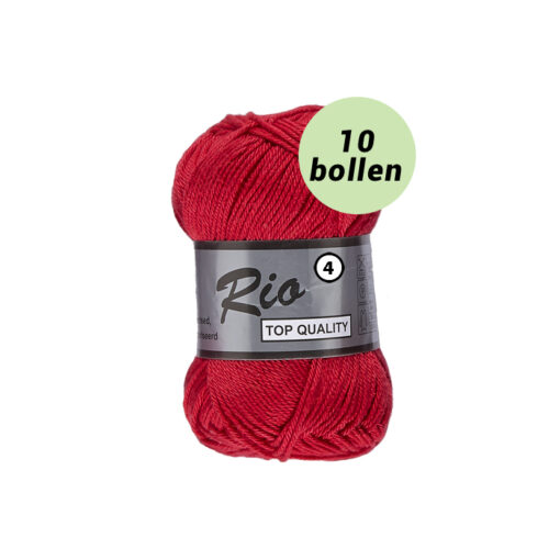 Rio 4 rood 043 katoen garen - 10 bollen