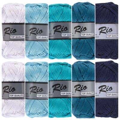blauw wit katoengaren set