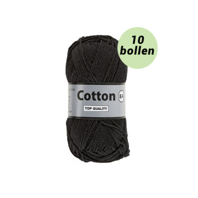 Lammy Cotton 8/4 zwart 001 katoen garen - 10 bollen