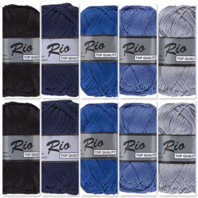 blauw zwart katoengaren set