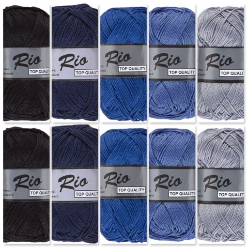 blauw zwart katoengaren set