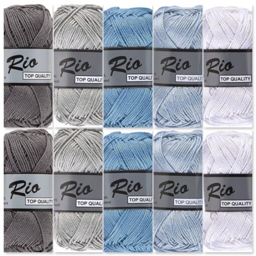 grijs blauw wit katoengaren set