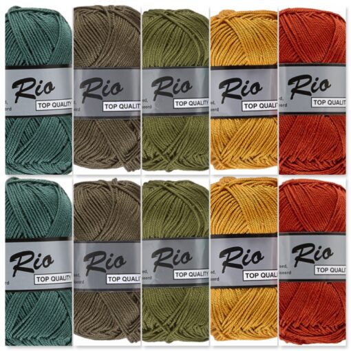 groen oker bruin kleuren katoengaren set