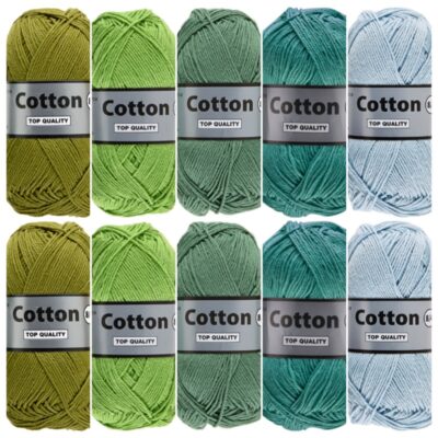 Cotton eight groen blauw katoengaren set