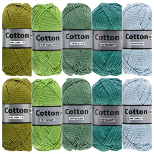 Cotton eight groen blauw katoengaren set