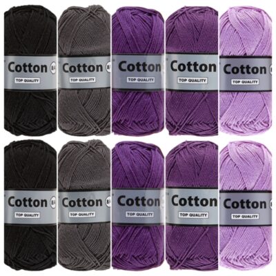 Cotton eight paars grijs katoengaren set