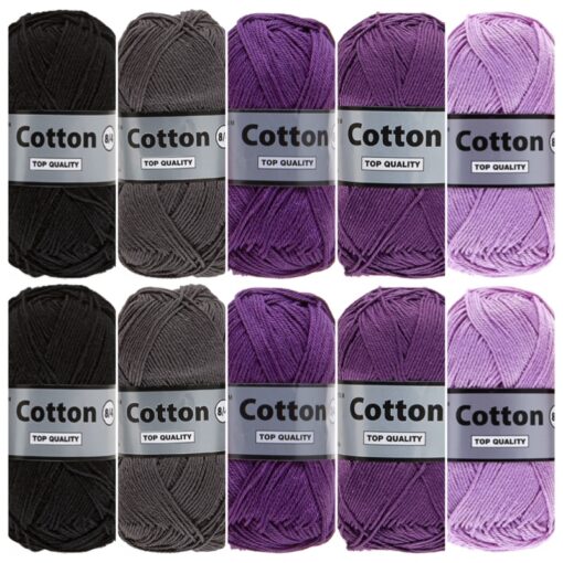 Cotton eight paars grijs katoengaren set