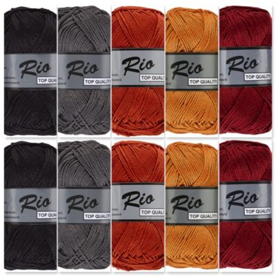 bordeaux bruin grijs katoengaren set