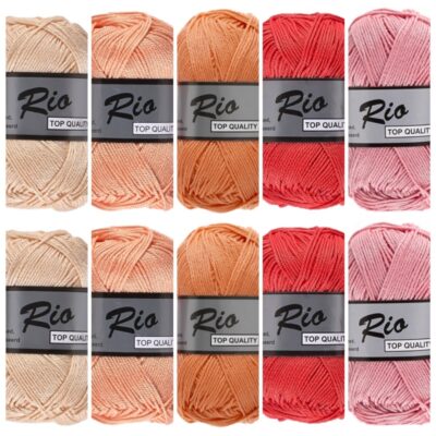 roze zalm kleuren katoengaren set