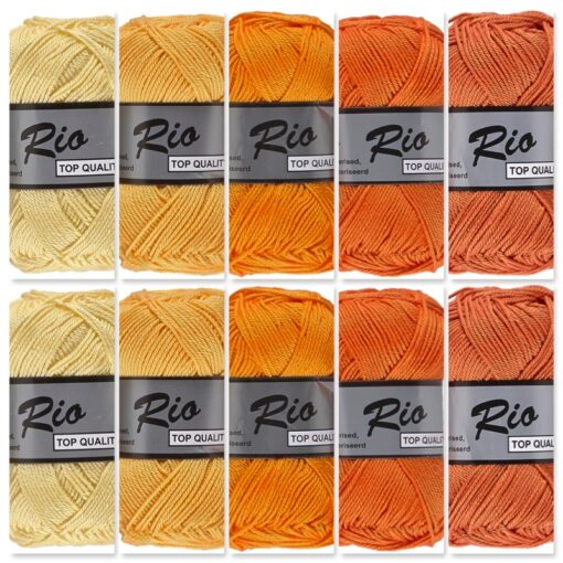geel oranje kleuren katoengaren set