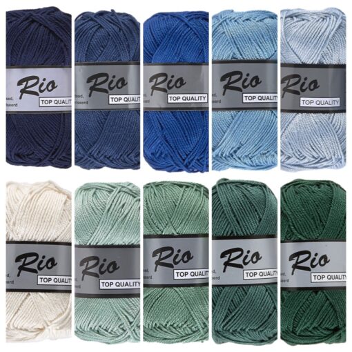 groen blauw verloop katoengaren set