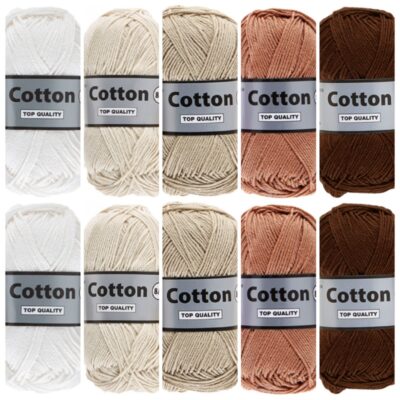 Cotton eight bruin beige katoengaren set