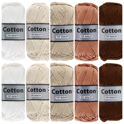 Cotton eight bruin beige katoengaren set