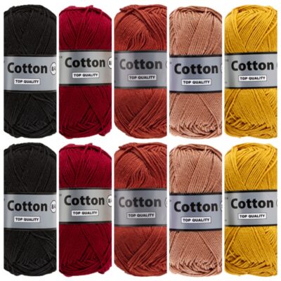 Cotton eight bruin oker katoengaren set