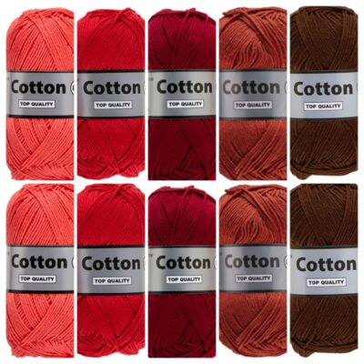Cotton eight rood bruin katoengaren set