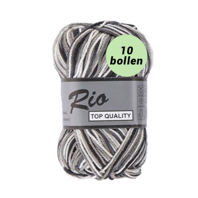 Rio multi zwart grijs 620 katoen garen - 10bollen