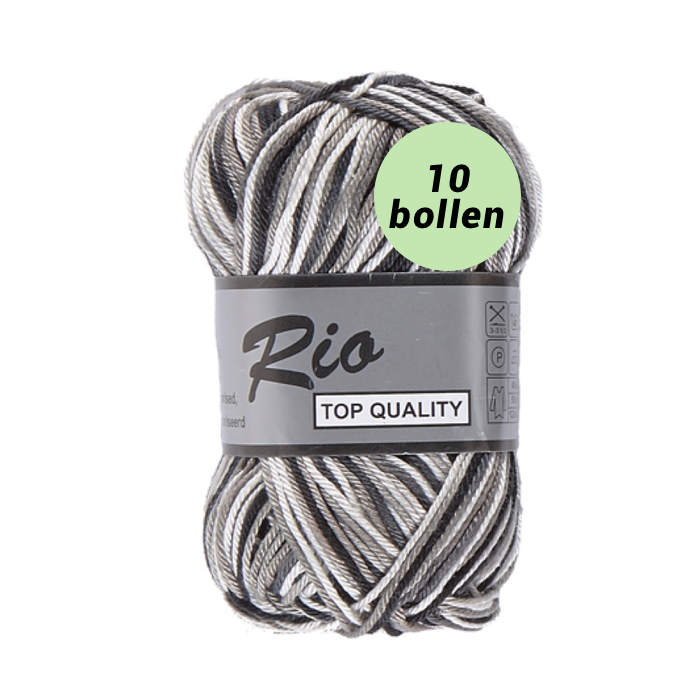 puur Decoratief Pellen Rio multi zwart grijs 620 katoen garen - 10bollen - goedkoop haakkatoen