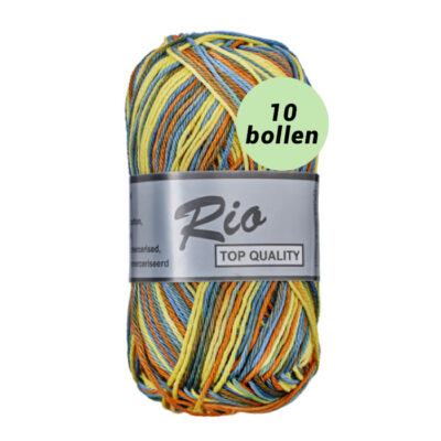 Rio multi blauw geel 635 katoen garen - 10bollen