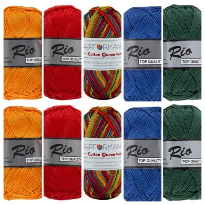 Queen en Rio primaire kleuren katoengaren set