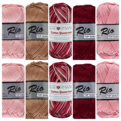 Queen en Rio roze bruin kleuren katoengaren set