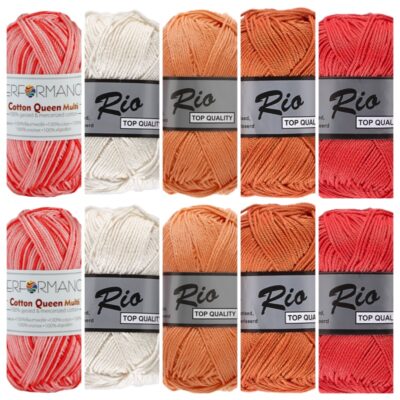 Queen en Rio zalm kleuren katoengaren set