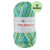 Cotton queen multi 10401 groen turquoise wit