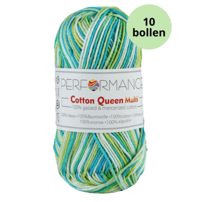 Cotton queen multi 10401 groen turquoise wit