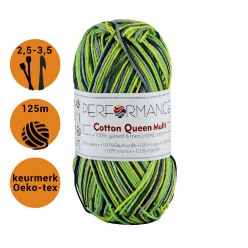 Queen multi groen grijs 9535 katoen garen - 10bollen - Afbeelding 2