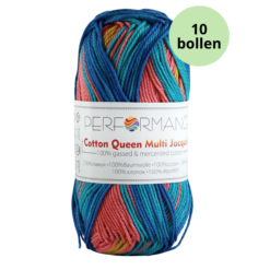 Cotton queen multi jacquard 10452 turquoise oud roze