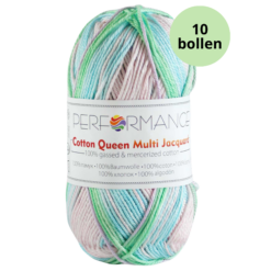 Cotton queen multi jacquard 10456 groen roze lila