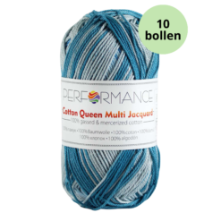 Cotton queen multi jacquard 10489 blauw grijs
