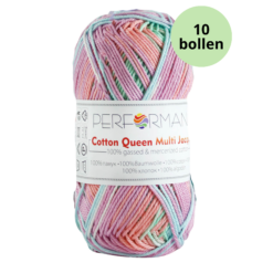 Cotton queen multi 10481 roze groen coral