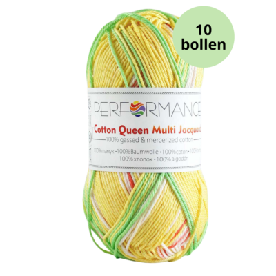 Cotton queen multi jacquard zalm geel104852