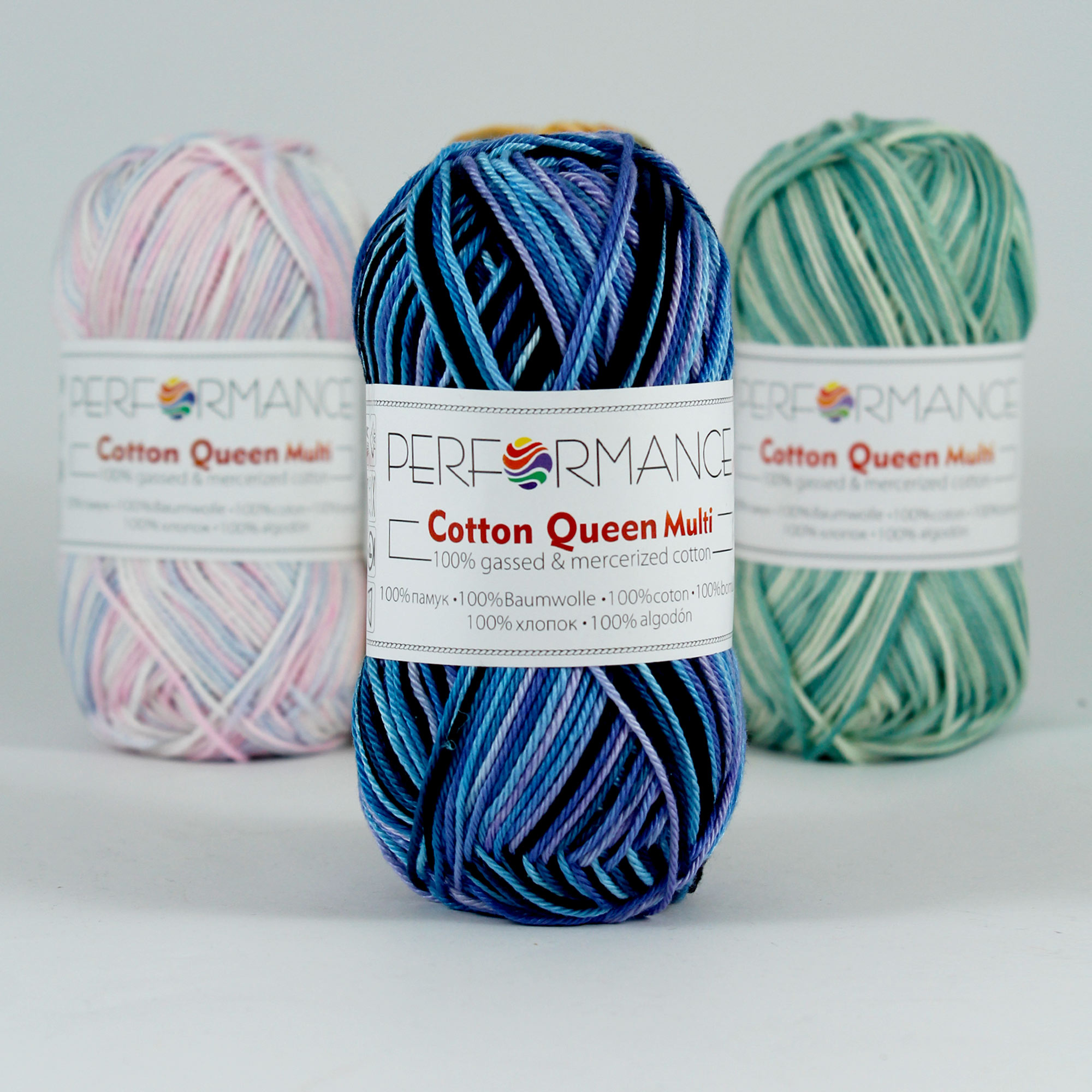 Queen multi donker blauw 9533 katoen garen - 10 bollen - Afbeelding 2